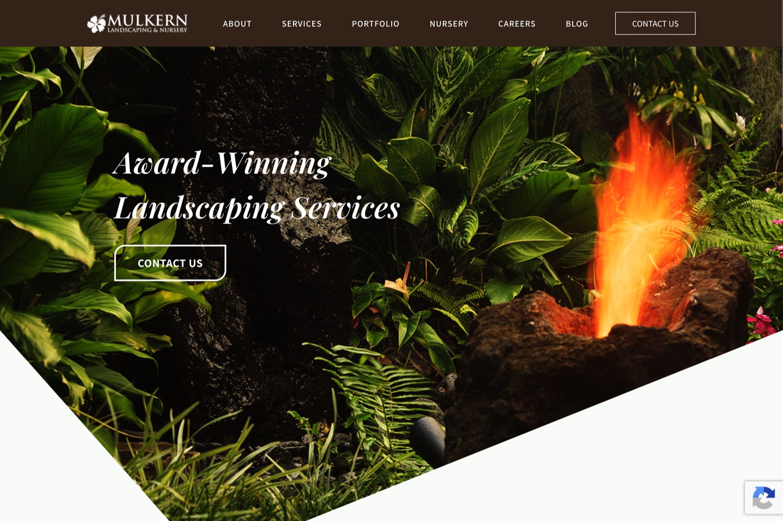 Real screenshot of the Mulkern Landscaping website