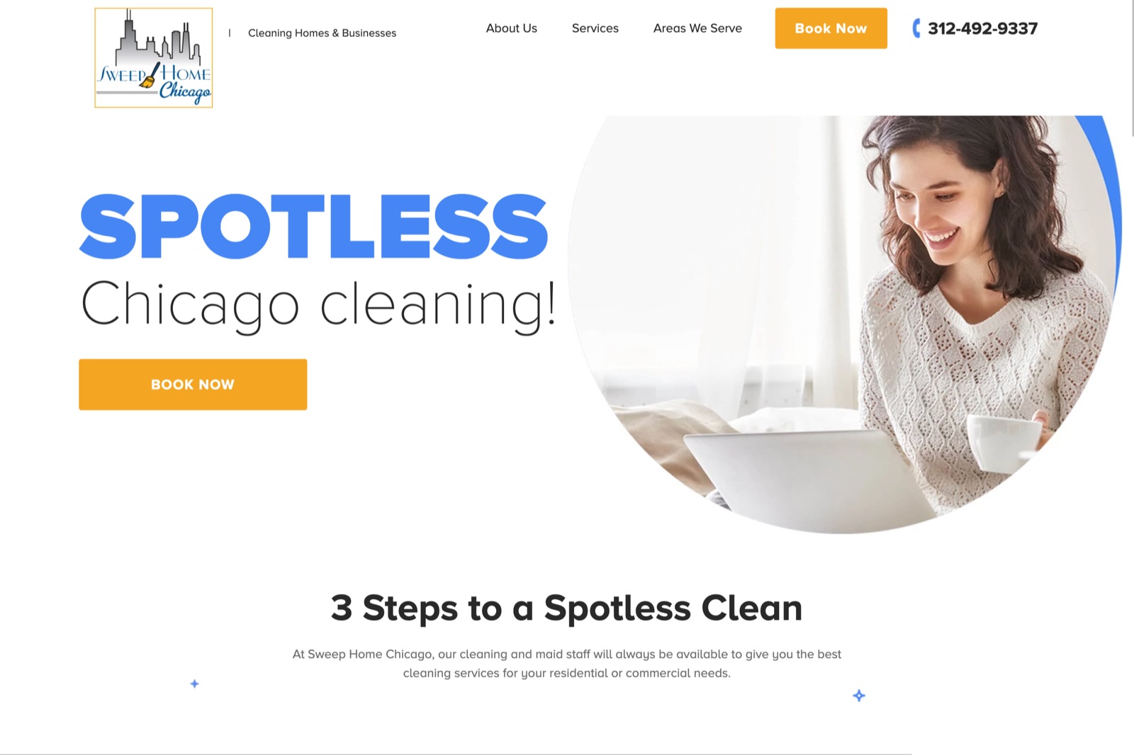 Real screenshot of the Sweep Home Chicago website